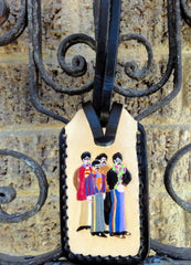 Leather Luggage Tag with Beatles
