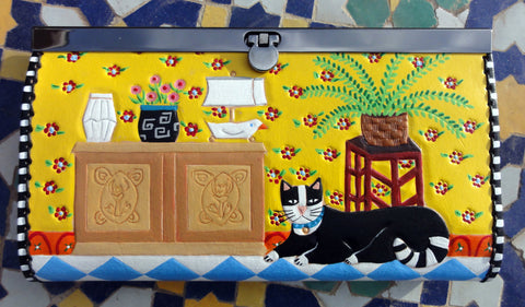 Wallet with Black and White Cat