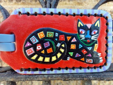 Luggage Tag with Mola Cat