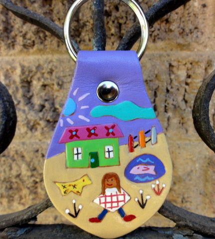 Key Fob with Village Design