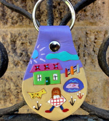 Key Fob with Village Design