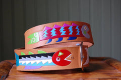 Wild Fish leather handpainted Belt